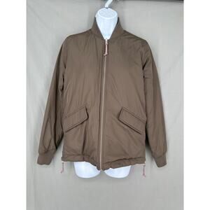 Abercrombie Fitch Jacket Womens XS Brown Pink Quilted Bomber Zip Reversible